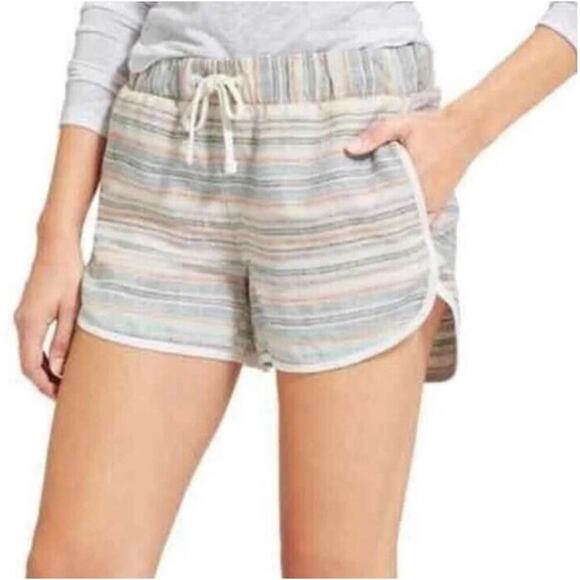 Athleta Shorts Womens 4 Cream Multi Striped Jacquard Sandbar Linen Beach Casual - Picture 1 of 11